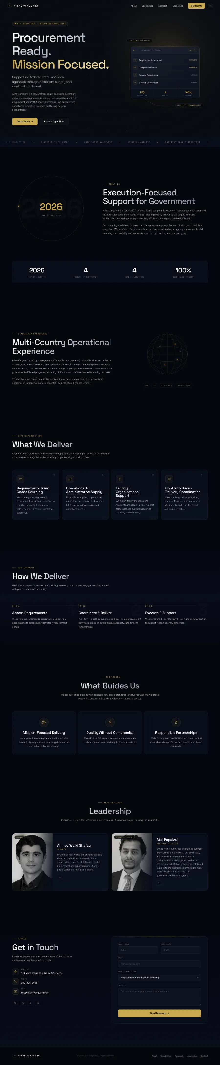 Atlas Vanguard government contracting website designed by AI Voice Hub